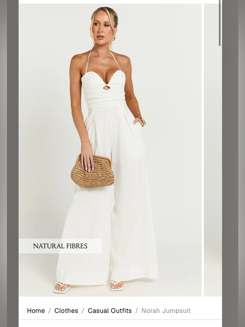 Norah Halter Wide-Leg Jumpsuit in Ivory Size 2 XS